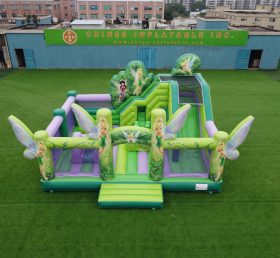 T2-8929 Château Gonflable Thème Fée Clochette Avec Toboggan