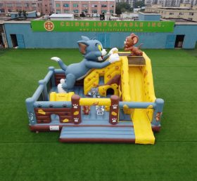 T2-8931 Château Gonflable Thème Tom Et Jerry Avec Toboggan