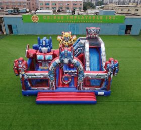 T2-8933 Château Gonflable Thème Transformers Avec Toboggan