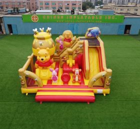 T2-8934 Château Gonflable Thème Winnie l’Ourson Avec Toboggan