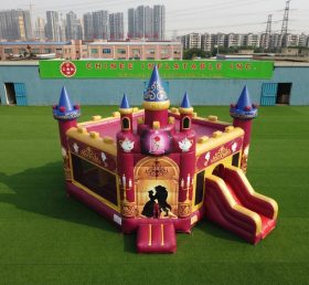 T5-3237 Château gonflable à thème La Belle et la Bête