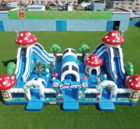 T6-6951 Aire de jeux gonflable à thème Schtroumpfs