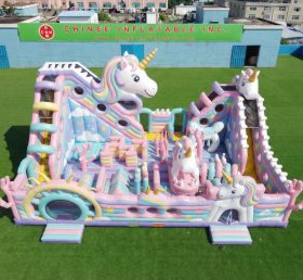 T6-6955 Parc d’attractions gonflable à thème licorne