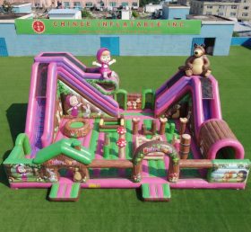 T6-6992 Aire de jeux gonflable sur le thème de Masha et Michka