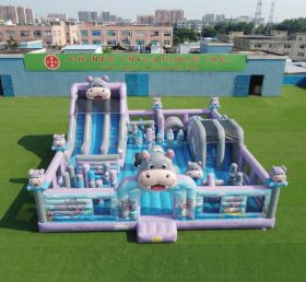 T6-7078 Aire de jeux gonflable à thème hippopotame