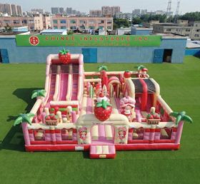 T6-7125 Aire de jeux gonflable à thème Fraise