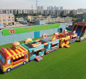 T7-4549 Parcours d’obstacles gonflables à thème food trucks