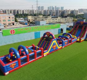 T7-4637 Parcours d'obstacles gonflable sur le thème de Superman