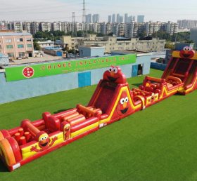 T7-4649 Parcours d'obstacles gonflables à thème Tickle Me Elmo
