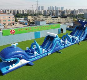 T7-4665 Parcours d'obstacles gonflables à thème baleine