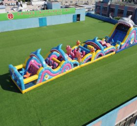 T7-4681 Parcours d’obstacles gonflable à thème Baby Shark