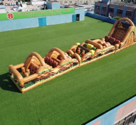 T7-4737 Parcours d'obstacles gonflable sur le thème du hamburger