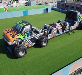 T7-4769 Parcours d'obstacles gonflables sur le thème des camions monstres