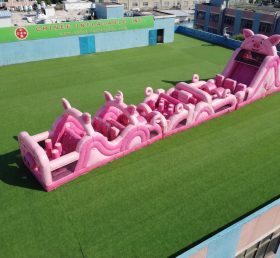 T7-4784 Parcours d'obstacles gonflable sur le thème du cochon