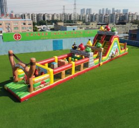 T7-4859 Parcours d'obstacles gonflables à thème Angry Birds