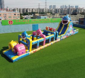 T7-4861 Parcours d’obstacles gonflables sur le thème Baby Shark