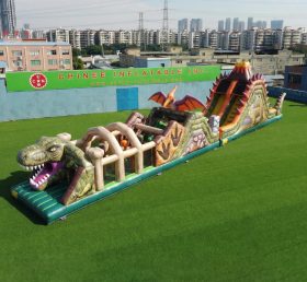 T7-4890 Parcours d'obstacles gonflable sur le thème des dinosaures