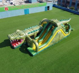 T7-5054 Parcours d'obstacles gonflables sur le thème du crocodile
