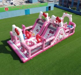 T7-5086 Parcours d’obstacles gonflables à thème Hello Kitty
