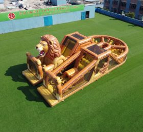 T7-5096 Parcours d'obstacles gonflable sur le thème du lion
