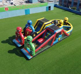 T7-5136 Parcours d'obstacles gonflables à thème Power Rangers