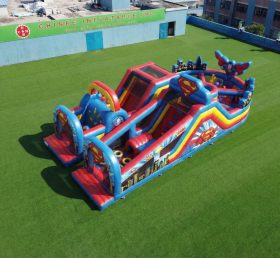 T7-5158 Parcours d'obstacles gonflables sur le thème de Superman