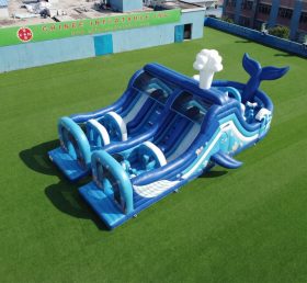 T7-5182 Parcours d’obstacles gonflables sur le thème de la baleine