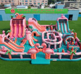 GF3-1458 Aire de jeux gonflable thème flamant rose