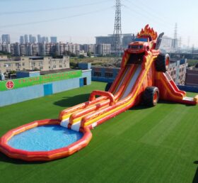 GS2-112 Toboggan Aquatique Gonflable Géant Thème Monstre Enflammé