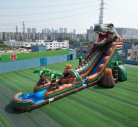 GS2-123 Toboggan Aquatique Géant Gonflable à Thème Dinosaure