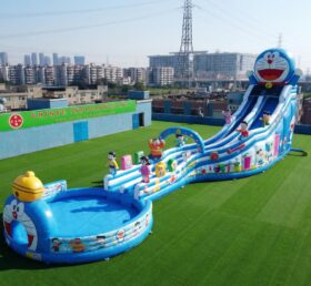 GS2-128 Toboggan Aquatique Géant Gonflable Thème Doraemon