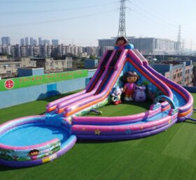 GS2-129 Toboggan Aquatique Géant Gonflable Thème Dora