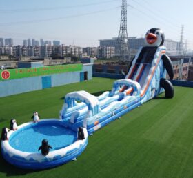 GS2-168 Toboggan Aquatique Géant Gonflable à Thème Pingouin