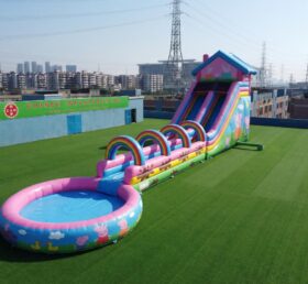 GS2-170 Toboggan Aquatique Géant Gonflable Thème Peppa Pig