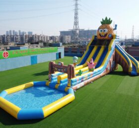 GS2-188 Toboggan Aquatique Géant Gonflable Thème Bob l'Éponge