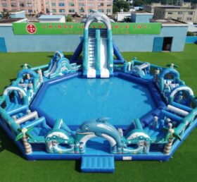 Pool3-866 Parc aquatique gonflable à thème dauphin