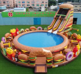 Pool3-876 Parc aquatique gonflable à thème hamburger