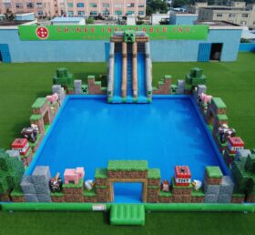 Pool3-883 Parc aquatique gonflable à thème Minecraft