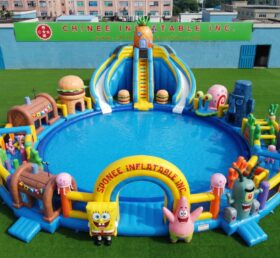 Pool3-908 Parc aquatique gonflable à thème SpongeBob