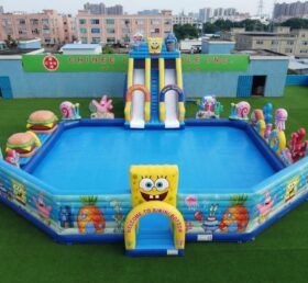 Pool3-909 Parc aquatique gonflable à thème SpongeBob