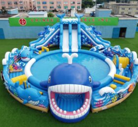 Pool3-922 Parc aquatique gonflable à thème baleine