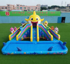 T8-6103 Toboggan aquatique gonflable à thème Baby Shark