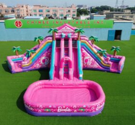 T8-6104 Toboggan aquatique gonflable à thème Barbie