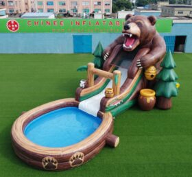 T8-6105 Toboggan Aquatique Gonflable à Thème d’Ours