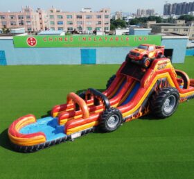 T8-6107 Toboggan Aquatique Gonflable à Thème Monstre Blaze