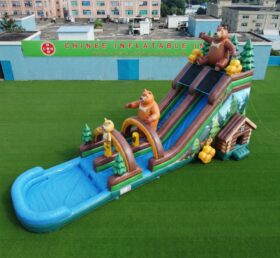 T8-6114 Toboggan aquatique gonflable à thème Boonie Bears