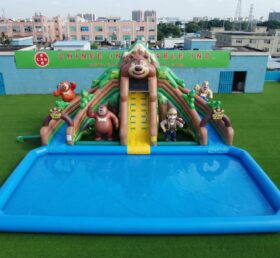 T8-6115 Toboggan Aquatique Gonflable à Thème Les Oursons Boonie