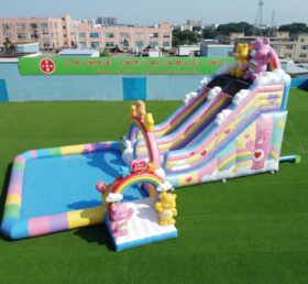 T8-6118 Toboggan aquatique gonflable à thème Care Bears