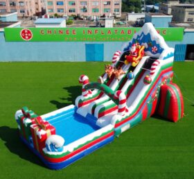 T8-6120 Toboggan Aquatique Gonflable à Thème de Noël