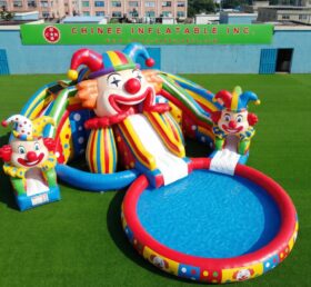 T8-6121 Toboggan Aquatique Gonflable à Thème de Clown